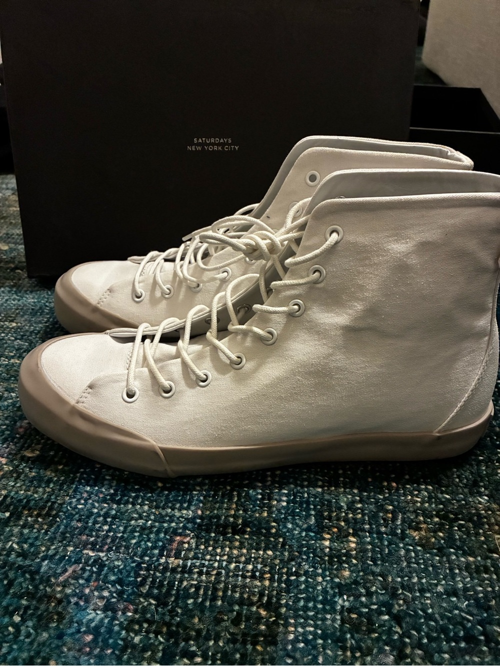 Saturdays New York City Cream-White High-Top Canvas Sneakers